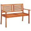 2-Seater Patio Bench with Cushion 47.2" Solid Eucalyptus Wood