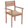 Patio Chairs 2 pcs with Beige Cushions Solid Teak Wood