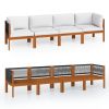 4-Seater Patio Sofa with Cushion Solid Acacia Wood