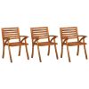 Patio Dining Chairs with Cushions 3 pcs Solid Acacia Wood