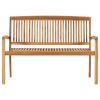 Stacking Patio Bench with Cushion 50.6" Solid Teak Wood