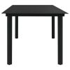 Patio Dining Table Black 74.8"x35.4"x29.1" Steel and Glass