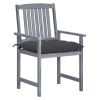 Patio Chairs with Cushions 4 pcs Gray Solid Acacia Wood