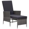 3 Piece Patio Lounge Set with Cushions Poly Rattan Gray