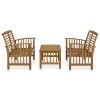 3 Piece Patio Lounge Set Solid Acacia Wood