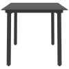 Patio Dining Table Black 59.1"x31.5"x29.1" Steel and Glass