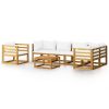 7 Piece Patio Lounge Set with Cushion Cream Solid Acacia Wood