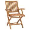 Folding Patio Chairs 2 pcs Solid Teak Wood