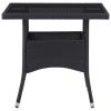 Patio Dining Table Black Poly Rattan and Glass