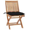 Patio Chairs 2 pcs with Black Cushions Solid Teak Wood