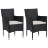 3 Piece Patio Dining Set Black