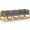 4-Seater Patio Sofa with Cushion Solid Acacia Wood