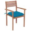 Patio Chairs 2 pcs with Light Blue Cushions Solid Teak Wood
