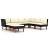 8 Piece Patio Lounge Set with Cushions Poly Rattan Black