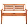 2-Seater Patio Bench with Cushion 47.2" Solid Eucalyptus Wood