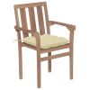 Patio Chairs 2 pcs with Cream White Cushions Solid Teak Wood