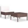2 Piece Patio Lounge Set with Cushions Poly Rattan Brown