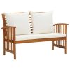 3 Piece Patio Lounge Set with Cushions Solid Acacia Wood