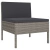 2 Piece Patio Lounge Set with Cushions Poly Rattan Gray