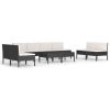 10 Piece Patio Lounge Set with Cushions Poly Rattan Black
