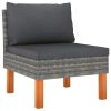Middle Sofas 3 pcs Poly Rattan and Solid Eucalyptus Wood