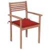 Patio Chairs 2 pcs with Red Cushions Solid Teak Wood