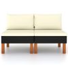 Middle Sofas 2 pcs Poly Rattan and Solid Eucalyptus Wood