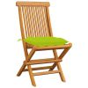 Patio Chairs with Bright Green Cushions 4 pcs Solid Teak Wood