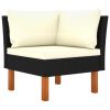 Corner Sofas 2 pcs Poly Rattan and Solid Eucalyptus Wood