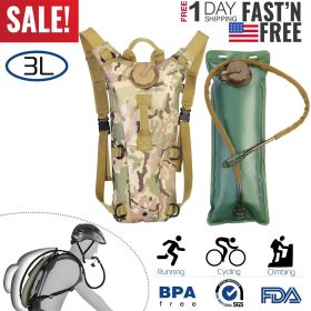 iMounTEK Tactical Hydration Pack 3L Water Bladder Adjustable Water Drink Backpack for Hiking Cycling Climbing Running (Option: Military)