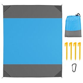 82.6x78.7in Sand Proof Picnic Blanket Water Resistant Foldable Camping Beach Mat w/ 4 Anchors 1 Carry Bag For 2-3 People (Option: CampingBlanketBlueM)
